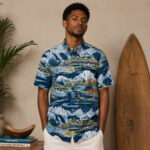 Unisex Grand Teton National Park Navy Hawaiian Shirt for Nature and Outdoor Adventure Fans