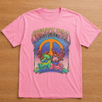Unisex Grateful Dead Bears with Peace Sign and Roses Vintage Graphic Shirt for Music Fans