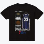 Unisex LeBron James Philadelphia 76ers Black Locker Room Graphic Shirt for Basketball Fans