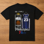 Unisex LeBron James Philadelphia 76ers Black Locker Room Graphic Shirt for Basketball Fans