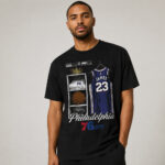 Unisex LeBron James Philadelphia 76ers Black Locker Room Graphic Shirt for Basketball Fans