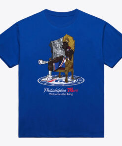 Unisex LeBron James Philadelphia 76ers Welcome the King Graphic Shirt for Basketball Fans