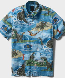 Unisex Los Angeles Dodgers Godzilla Blue 2026 Hawaiian Shirt for Baseball and Movie Monster Fans