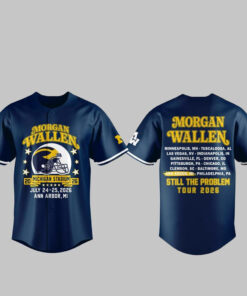 Unisex Michigan Wolverines x Morgan Wallen Still The Problem Tour 2026 Baseball Jersey for Country Music and Football Fans