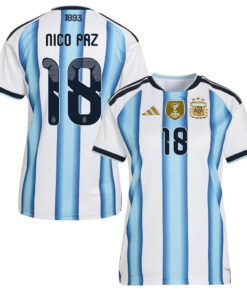 Unisex Nico Paz Argentina National Team 2026 Home Stadium Soccer Jersey for Soccer Fans