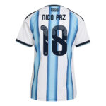 Unisex Nico Paz Argentina National Team 2026 Home Stadium Soccer Jersey for Soccer Fans