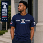 Unisex Philadelphia Phillies Celebrate America’s 250th Birthday in Philadelphia 2026 Graphic Navy Shirt for Baseball and Patriotic Fans