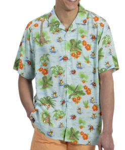 Unisex Pokémon Tropical Summer Surf Blossoms Hawaiian Shirt for Anime Fans