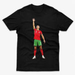 Unisex Portugal Cristiano Ronaldo CR7 Reaching For The World Cup Trophy Graphic Shirt for Soccer Fans