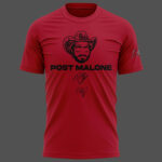 Unisex Post Malone x Tampa Bay Buccaneers Big Ass Stadium Tour 2026 Red Graphic Shirt for Music and Football Fans