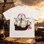 Unisex Shia LaBeouf Christopher Columbus 1492-1992 500 Years of America Ship Graphic Shirt for Movie and History Fans