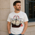 Unisex Shia LaBeouf Christopher Columbus 1492-1992 500 Years of America Ship Graphic Shirt for Movie and History Fans