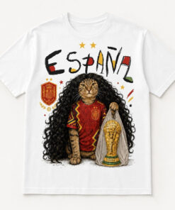 Unisex Spain 2026 World Cup Marc Cucurella Cat Champion Graphic Shirt for Soccer Fan
