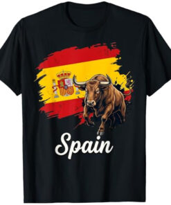 Unisex Spain Bull Flag Spanish National Pride Graphic Shirt for Patriotic Fans