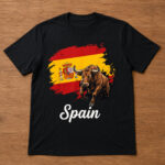 Unisex Spain Bull Flag Spanish National Pride Graphic Shirt for Patriotic Fans