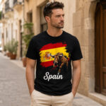 Unisex Spain Bull Flag Spanish National Pride Graphic Shirt for Patriotic Fans