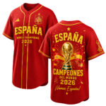 Unisex Spain Espana Campeones Del Mundo World Cup 2026 Champions Graphic Baseball Jersey for Soccer Fans
