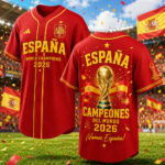 Unisex Spain Espana Campeones Del Mundo World Cup 2026 Champions Graphic Baseball Jersey for Soccer Fans