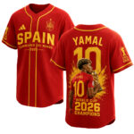 Unisex Spain Lamine Yamal Campeones Del Mundo World Cup 2026 Champions Graphic Baseball Jersey for Soccer Fans