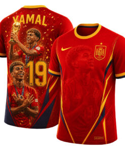 Unisex Spain Lamine Yamal World Cup 2026 Champions Graphic Shirt for Soccer Fans
