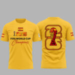 Unisex Spain National Football Team World Cup 2026 Champions Yellow Graphic Shirt for Soccer Fans