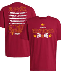 Unisex Spain National Team 2026 World Cup Champions Somos Campeones Graphic Shirt for Soccer Fans