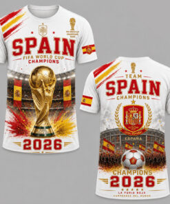 Unisex Spain Team World Cup 2026 Champions Graphic Shirt for Soccer Fans