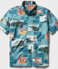 Unisex The Endless Summer 60th Commemorative Adriatic Blue Hawaiian Shirt for Surfing and Classic Movie Fans