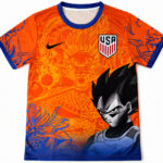 Unisex USA Soccer Team x Dragon Ball Vegeta Orange Soccer Jersey for Soccer and Animation Fans
