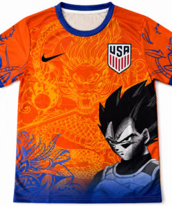 Unisex USA Soccer Team x Dragon Ball Vegeta Orange Soccer Jersey for Soccer and Animation Fans