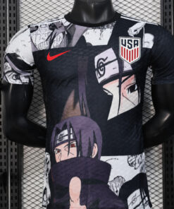 Unisex USA Soccer Team x Itachi Black White Soccer Jersey for Soccer and Animation Fans