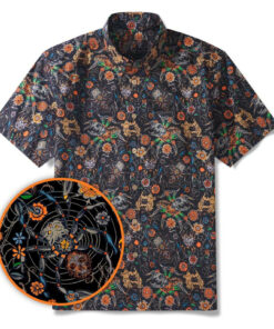 Unisex Gothic Halloween 2026 Vintage Spooky Skull Hawaiian Shirt for Halloween Fans