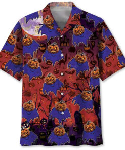 Boo Pumpkin Graphic Hawaiian Shirt for Halloween