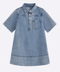 Women's Short Sleeve Denim Shirt Dress