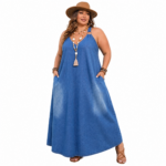 Women's Plus Size Denim Maxi Dress