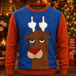 Christmas Reindeer Flipping Horn Ugly Sweater 2026