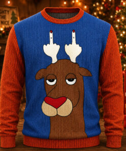 Christmas Reindeer Flipping Horn Ugly Sweater 2026