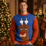 Christmas Reindeer Flipping Horn Ugly Sweater 2026