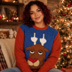 Christmas Reindeer Flipping Horn Ugly Sweater 2026