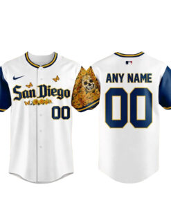 Custom Name And Number San Diego Padres Sugar Skull Butterfly Baseball Jersey for Baseball Fans