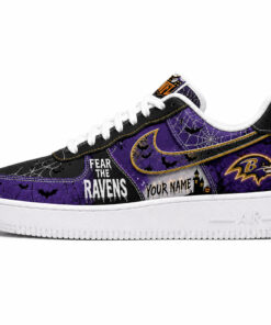 Custom Name Baltimore Ravens Fear The Commanders Shoes Sneakers for Football Fans