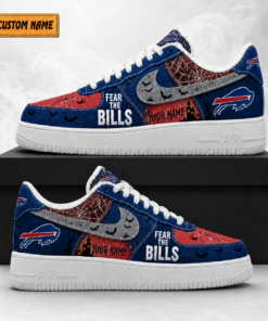 Custom Name Buffalo Bills Fear The Bills Halloween Shoes Sneakers for Football Fans
