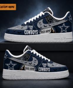 Custom Name Dallas Cowboys Fear The Cowboys Halloween Shoes Sneakers for Football Fans