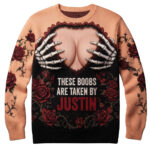 Custom Name Gothic Naughty Skeleton Ugly Sweater 2026