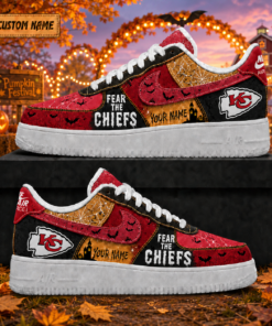 Custom Name Kansas City Chiefs Fear The Chiefs Halloween Shoes Sneakers for Football Fans