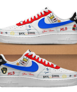 Custom Name Milwaukee Brewers x Back To School Shoes Sneakers for Baseball Fans