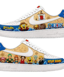 Custom Name One Piece and SpongeBob SquarePants x McDonald's Shoes Sneakers for Anime and Cartoon Fans