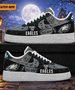 Custom Name Philadelphia Eagles Fear The Eagles Halloween Shoes Sneakers for Football Fans