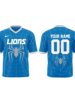 Custom Name and Number Detroit Lions x Spider-Man 2026 Football Jersey for Football Fans