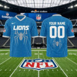 Custom Name and Number Detroit Lions x Spider-Man 2026 Football Jersey for Football Fans